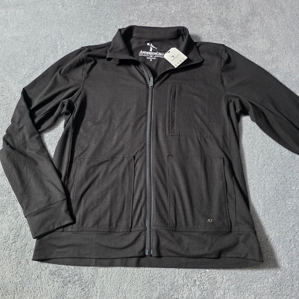 AndersonOrd Mens M Full Zip Jacket Black Performance Stretch Golf Activewear